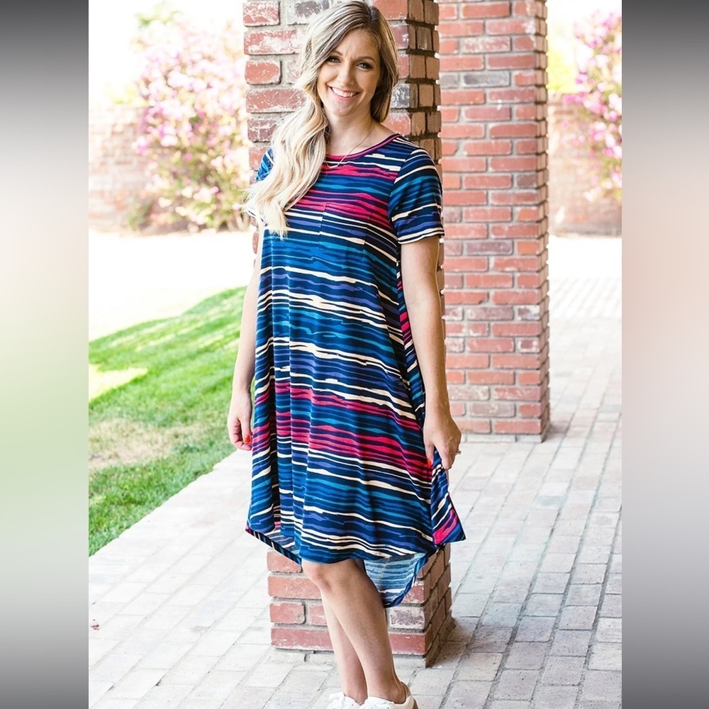 LulaRoe Carly Swing Dress with Front Pocket Loose & Relaxed Fit Stretchy XS 2-4 - Picture 11 of 13